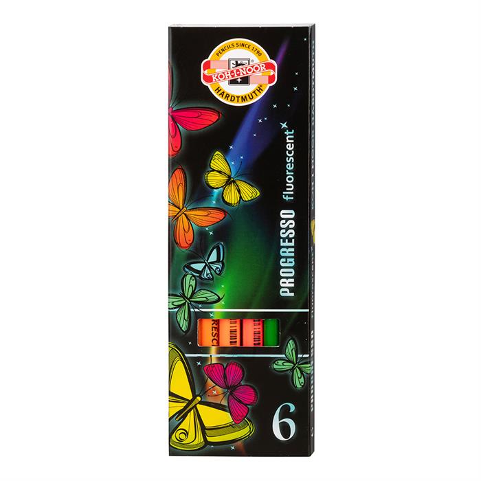 Koh I Noor set of PROGRESSO fluorescent woodless coloured pencils 8741 - pack of 6 pencils