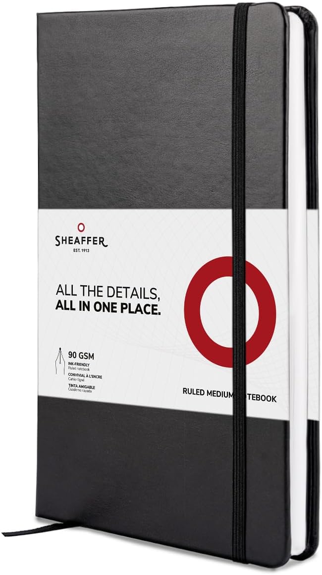 Sheaffer Gift Set 100 | G9340 Bright Chrome with Gold Tone Trim Ballpoint Pen with Medium Notebook | Premium Gift Set