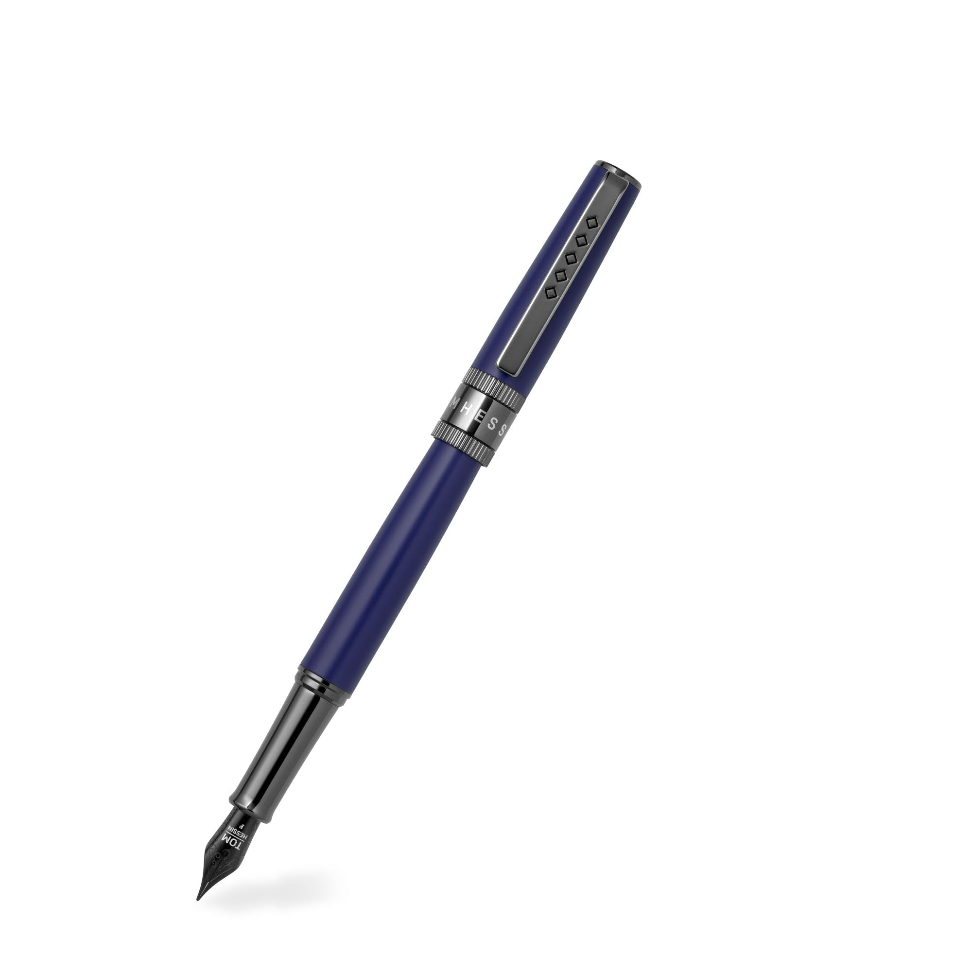 Tom Hessin Rebel Collection Oxford Blue Fountain Pen With Gunmetal Trim & PVD Black Extra Fine Nib
