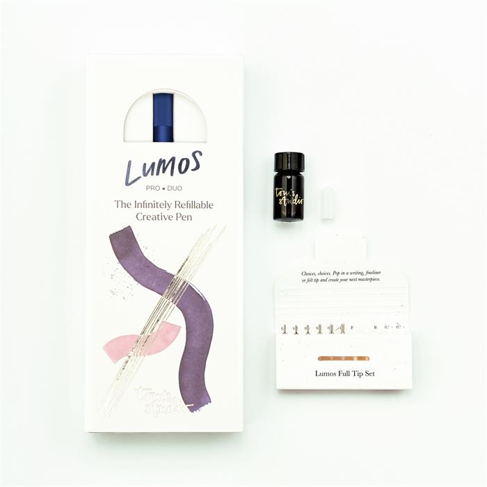 Tom's Studio Lumos Refillable Fineliner & Brush Pen - Duo Tip - Midnight