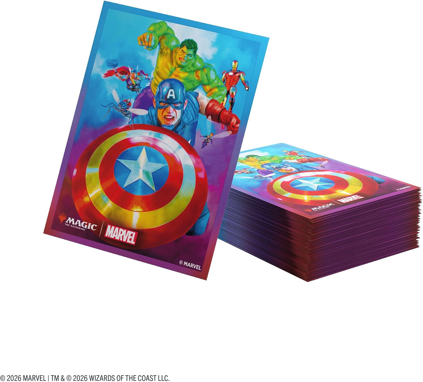 Gamegenic | Magic: The Gathering | Marvel Super Heroes Premium Art Sleeves - Captain America, Team Leader | Trading Card Game Accessory | Ages 13+