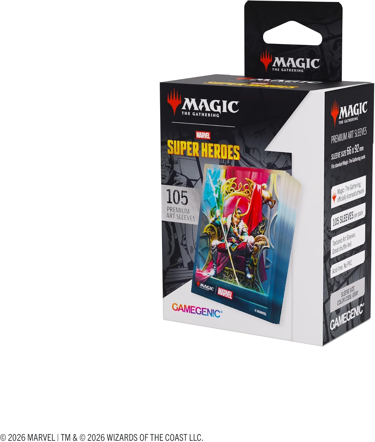 Gamegenic | Magic: The Gathering | Marvel Super Heroes Premium Art Sleeves - Loki/Doctor Doom | Trading Card Game Accessory | Ages 13+