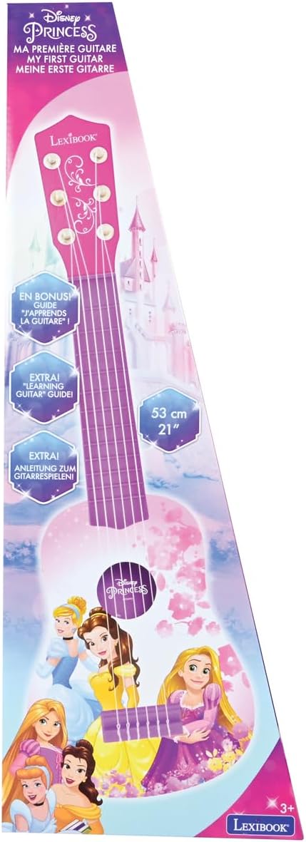 Lexibook, Disney Princess, My First Guitar for children, 6 nylon strings, 21" long, guide included, pink, K200DP