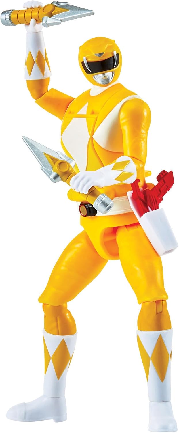 Power Rangers Aisha Yellow Ranger Morphing Action Figure – Mighty Morphin Toy with Transform Feature, Power Daggers & Griffin Thunderzord Theme