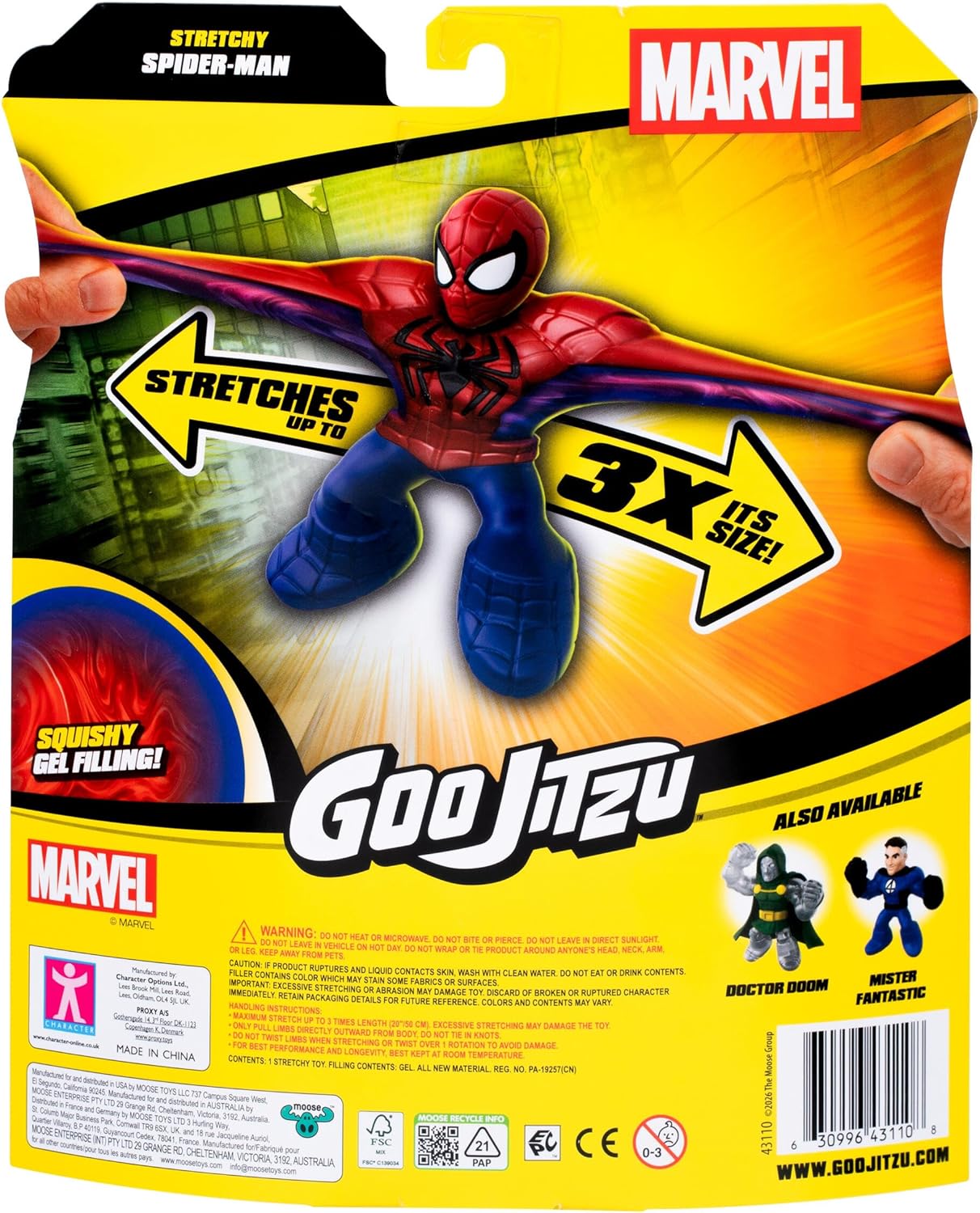 Heroes of Goo Jit Zu MARVEL Avengers Spider-Man, Stretchy Action Figure, Super Stretchy With Unique Squishy Rheoscopic Filling, Collect all 3