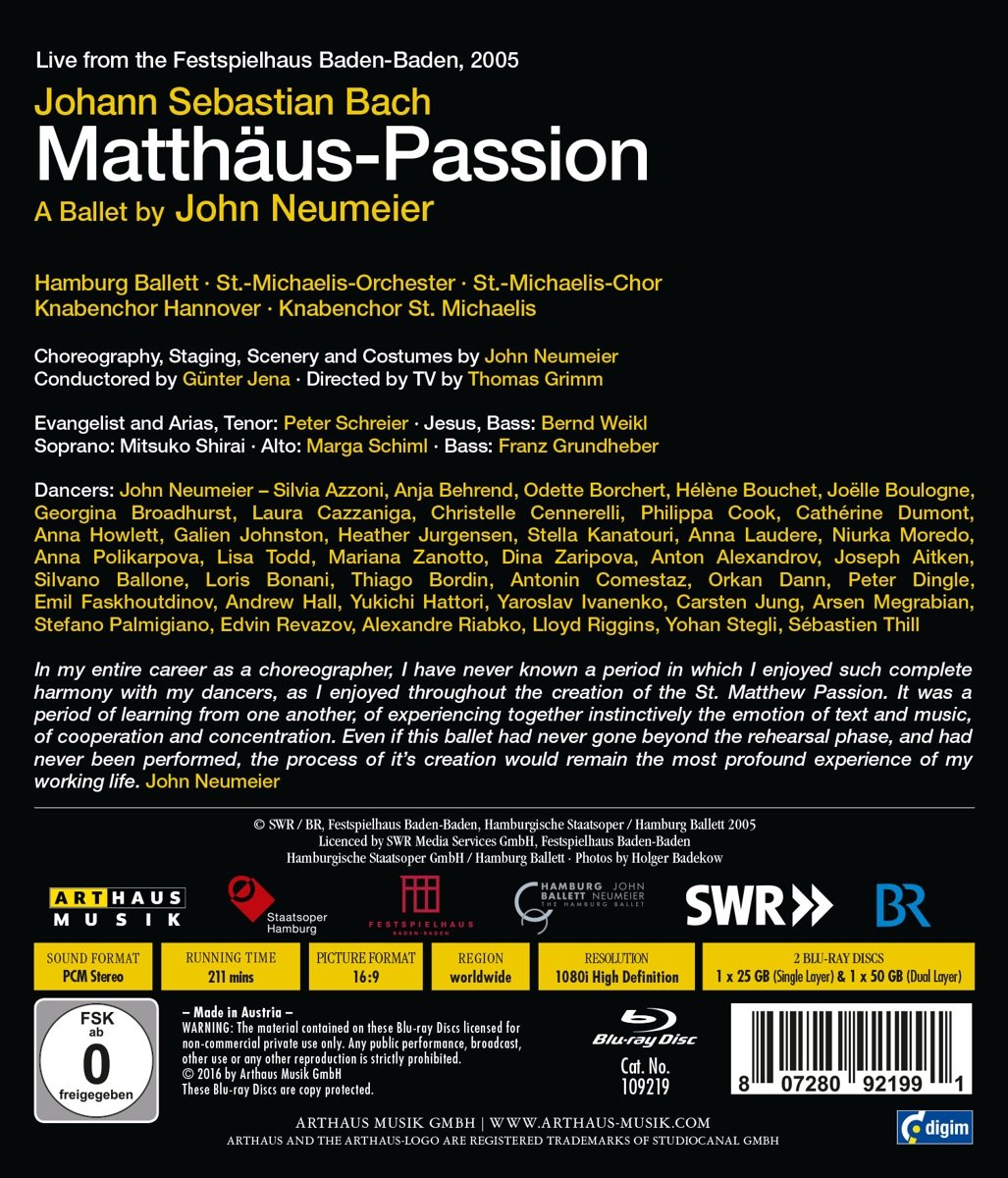 Johann Sebastian Bach - Passione Secondo Matteo Bwv 244 (2 Blu-Ray