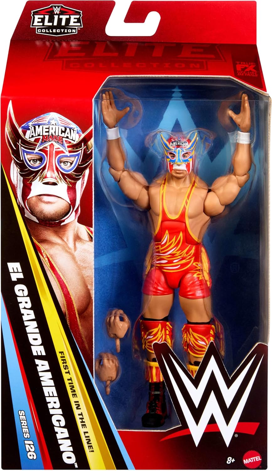 WWE Elite Action Figure & Accessories, Series #126 Set, 6-inch Collectible El Grande Americano with 25 Articulation Points & Swappable Hands