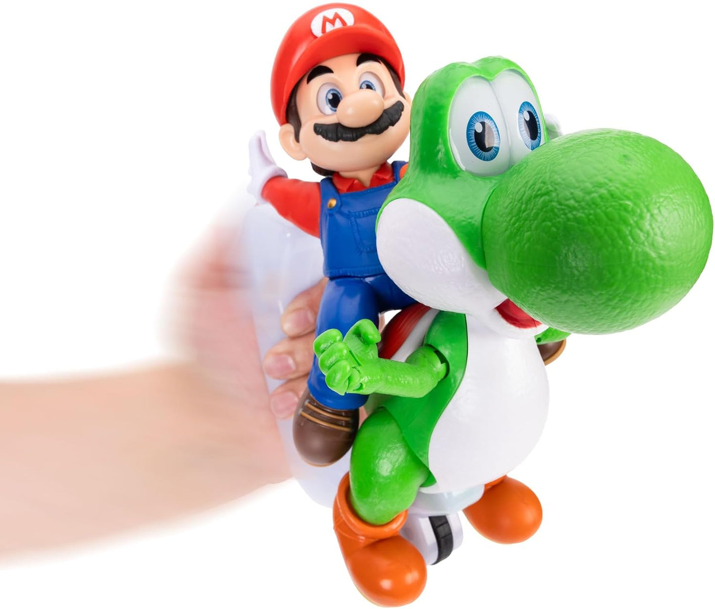 The Super Mario Galaxy Movie Mario Riding Yoshi 8" | Mario Riding Yoshi 8" Figurine, Roll Yoshi to Watch Him Run, Features Flying Pose, Ages 3+