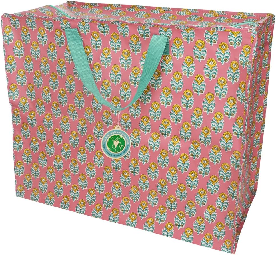 Rex London Riesentasche Daksha, Rosa mit Floralem Muster, 78 Liter, Recyceltes Material, 58 x 48 x 28 cm, Reißverschluss