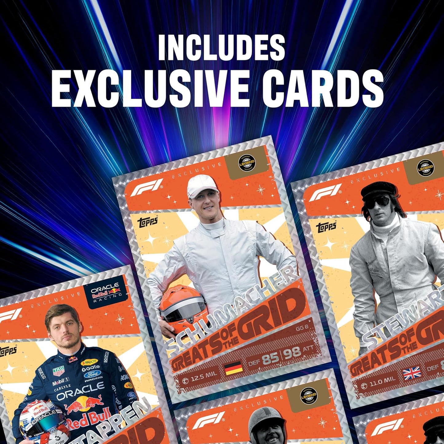 Topps Formula 1 2026 Turbo Attax - Super Tin - Greats of the Grid | Bevat 72 Turbo Attax-kaarten, waaronder 8 exclusieve Greats of the Grid-kaarten.