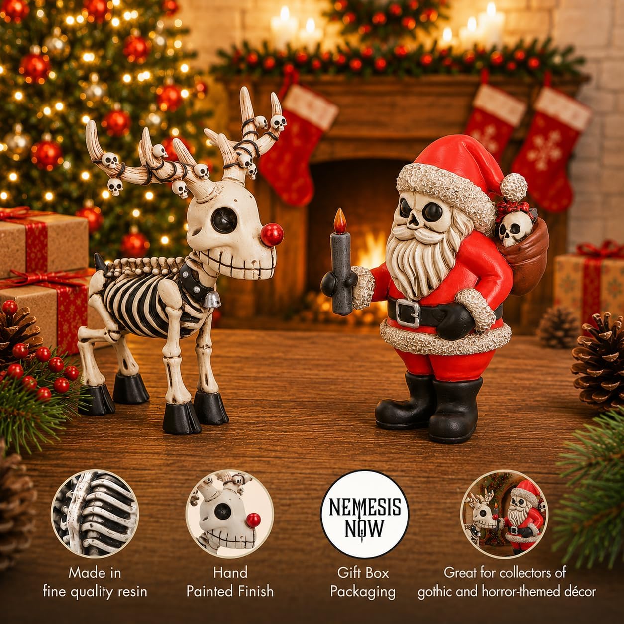 Silent Nightmares Gothic Christmas Figurine Collection – Alternative Festive Collectibles (Noel