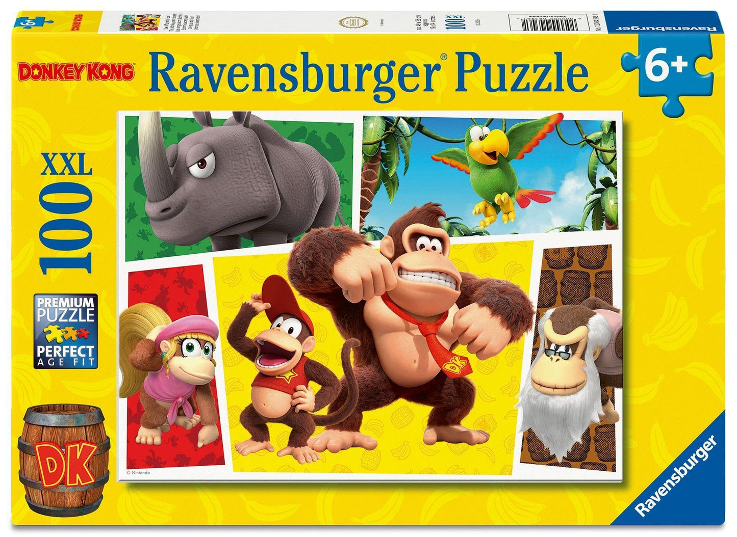 Ravensburger - Puzzle 100 Pezzi XXL: Donkey Kong, Puzzle Bambini 6 Anni, 49 x 36 cm, Regalo Bambina 6 Anni E Bambino