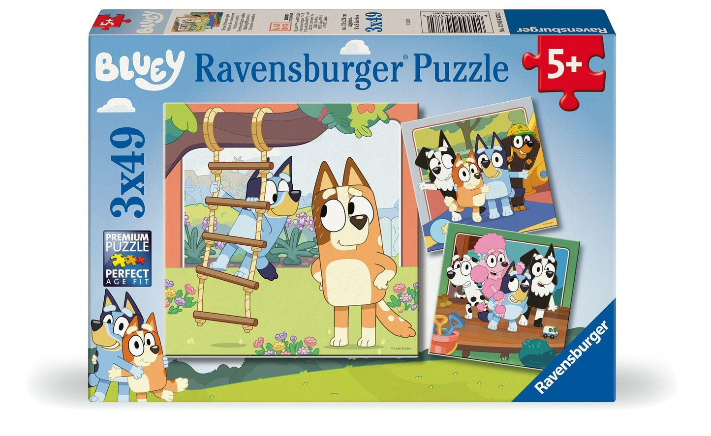 Ravensburger - Puzzle 3 x 49 Pezzi: Bluey, Puzzle Bambini 5 Anni, 21 X 21 Cm, Regalo Bambina 5 Anni E Bambino