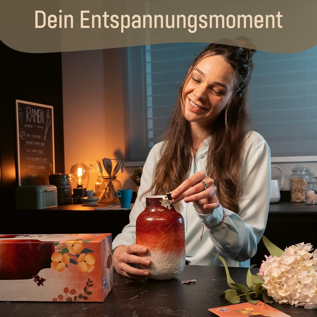 Ravensburger 3D Puzzle Moderne Vase Design 5 mit integriertem Wasserbehälter - für echte oder künstliche Blumen - Home Deco