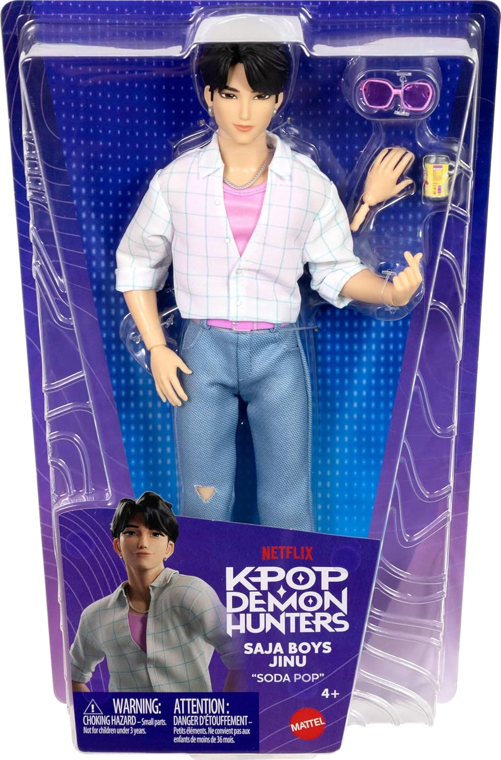Mattel Kpop Demon Hunters Saja Boys Jinu Fashion Doll | Wearing “Soda Pop” Performance Look, 2 Accessories, Inspired by the Movie