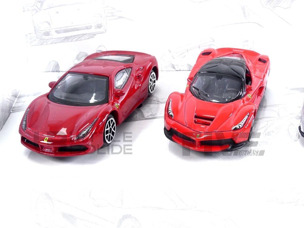 BBURAGO - Geschenkpakket 5 Ferrari Drives - 5 realistische iconische automodellen van 3" inch, officiële Ferrari-licentie, aanbevolen leeftijd 3+ jaar