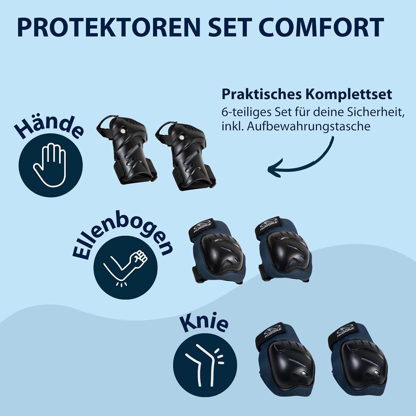Hudora Biomechanische Elleboog- En Kniebeschermer Set Comfort S - Blauw