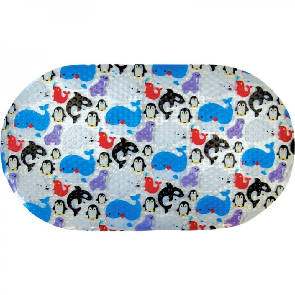 Bath Mat Slip Resistant Polar Animals - Blue - 70 X 39 Cm.