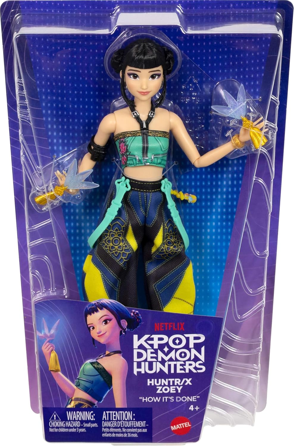 Mattel Kpop Demon Hunters HUNTR/X Zoey Fashion Doll | Wearing “How It’s Done” Performance Look, Spirit Blades Accessory, Inspired by the Movie