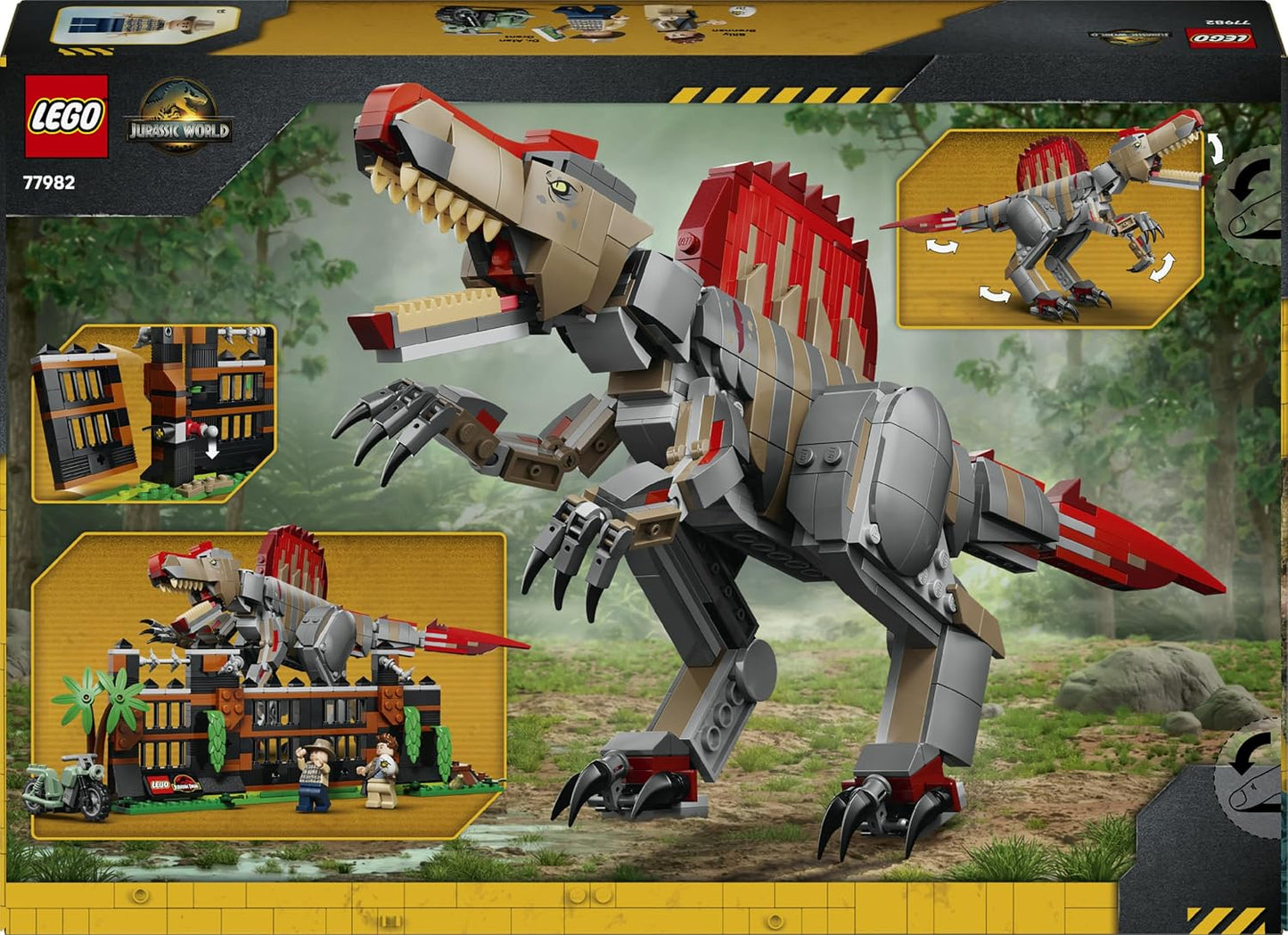 LEGO Jurassic World Spinosaurus Ontsnapping - Dinosaurus Speelgoed voor Kinderen Vanaf 9 Jaar - Bouwpakket met Verstelbare Dino en 2 Minifiguren - Decoratie - Cadeau voor Jongens en Meisjes 77982