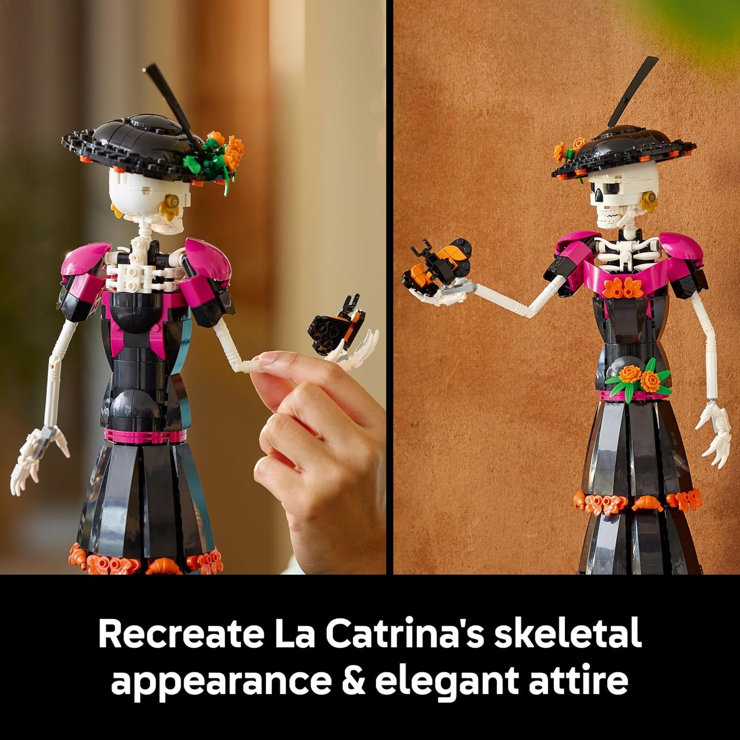 LEGO Ideas La Catrina - Model Kit for Adults incl. Skeleton Figure w/Artificial Flowers & Monarch Butterflies - Día de los Muertos Decoration - DIY Gift Idea - 21372