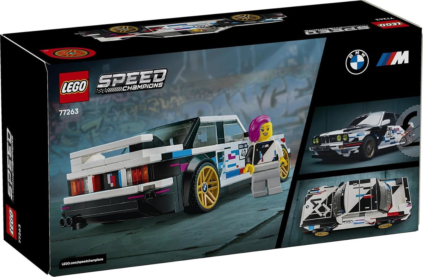 LEGO Speed Champions BMW M3 (E30) - Speelgoed Auto Bouwpakket voor Kinderen vanaf 9 Jaar - BMW Modelauto met Minifiguur - Kinderkamer Decoratie - Cadeau voor Jongens, Meisjes en Autoliefhebbers 77263