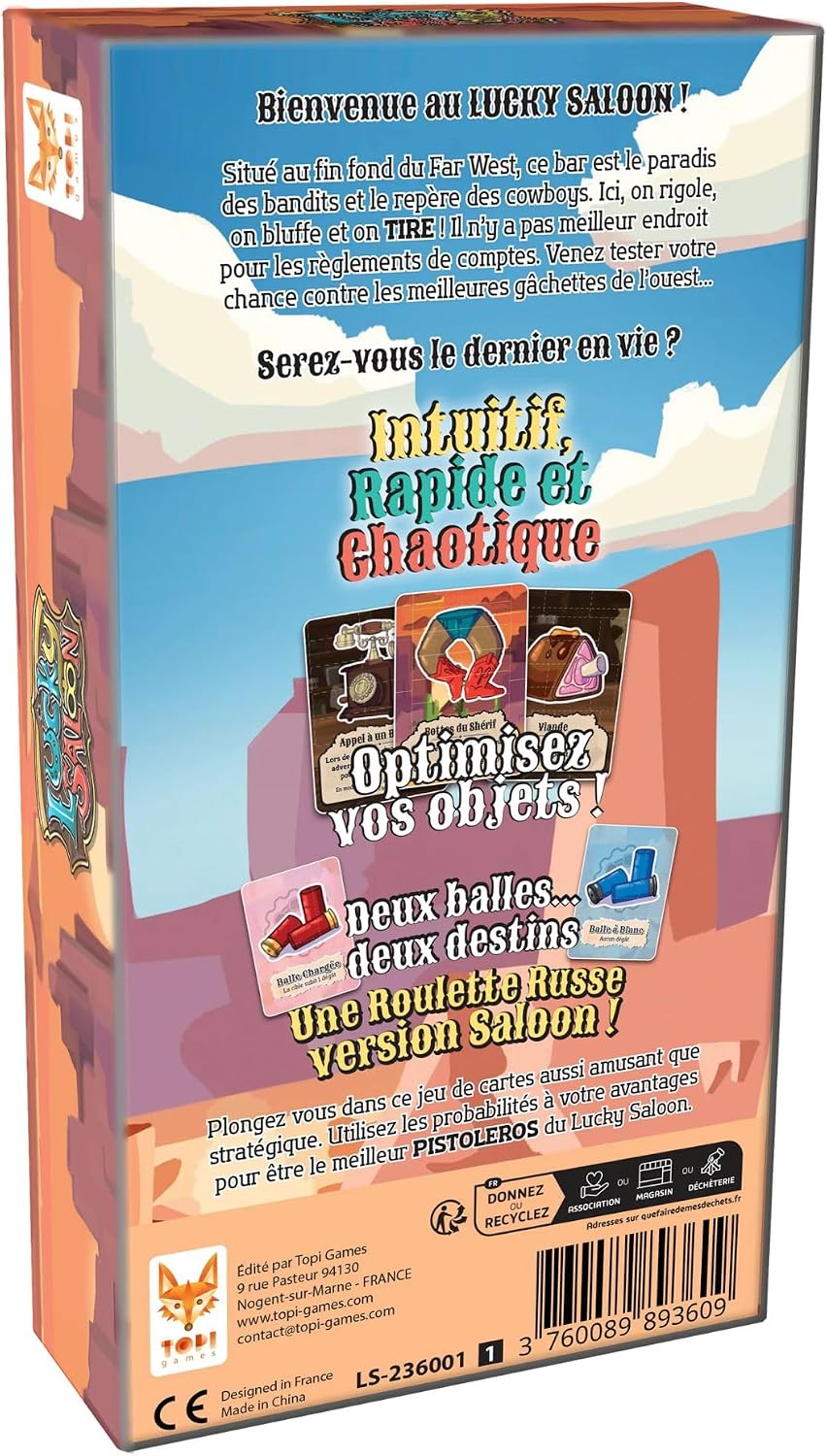 Topi Games Lucky Saloon Wild West Card Game | Wild West bluffing card game for 2-8 players, 15 minutes, ages 7+; outlast rival gunslingers.