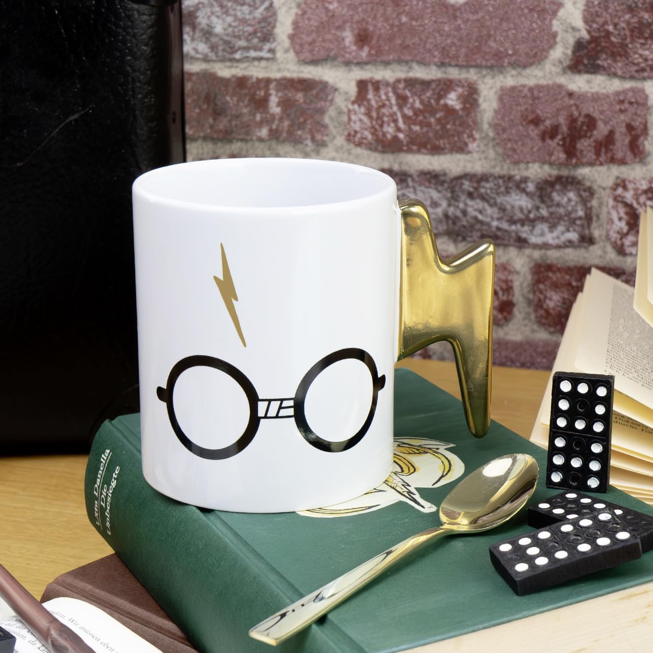 Tasse HP Brille Blitzgriff 460ml | Harry Potter | Hogwarts | Kaffee | Tee | Kakao| Becher | Keramiktasse | Keramikbecher | Geschenk | Geburtstag | Weihnachten | Blitz | Goldeffekt | Keramik