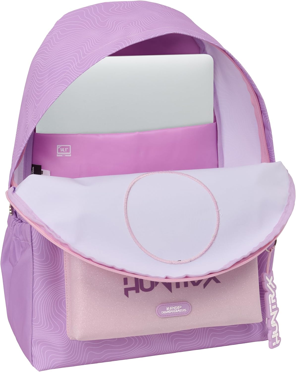 K-POP Demon Hunters - ICONIC - Laptop Backpack 14.1", Ideal for Young People of Different Ages, Comfortable and Versatile, Resistance, 31x13x43cm