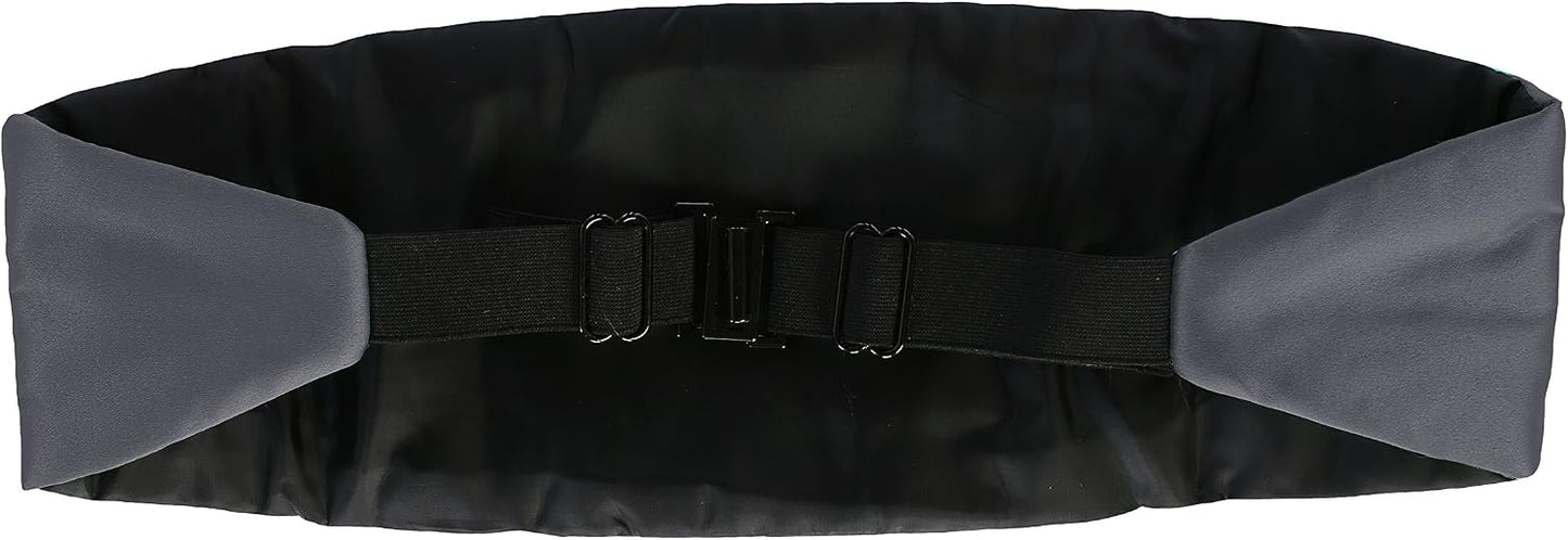 Gioberti Men's Adjustable Satin And Paisley Cummerbund Set With Formal Bow Tie and Pocket Square - Grey - One size