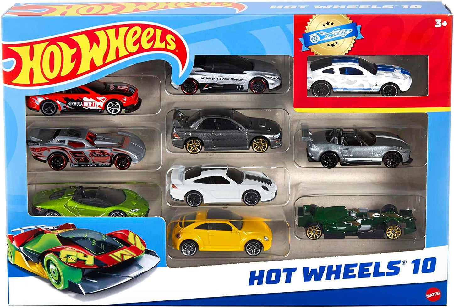Hot Wheels Set of 10 1:64 Scale Toy Trucks and Cars for Kids and Collectors, Styles May Vary, 54886 Assortment