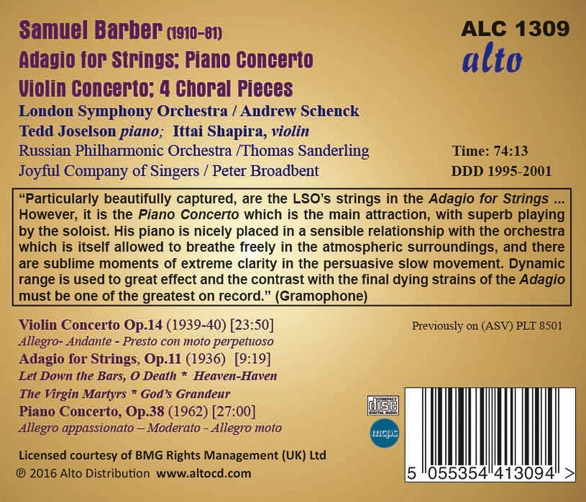Adagio for Strings/Piano Concerto/Violin Concerto