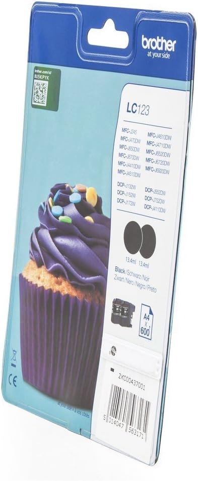 Brother LC123BKBP2 Cartuccia Inkjet Serie 123, Nero