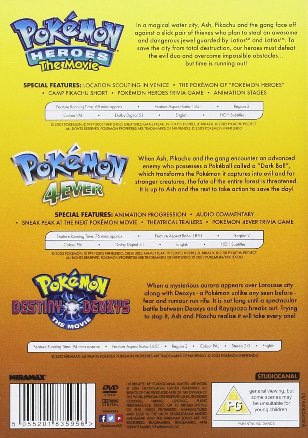 Miramax - Pokemon - The Movie Collection (3 Films) DVD (1 DVD