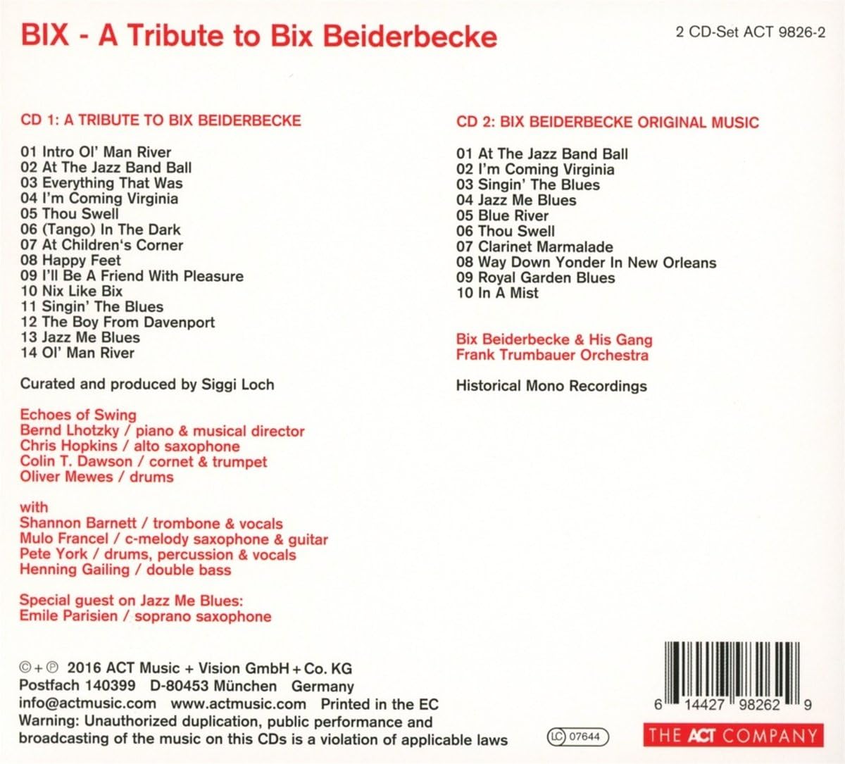 Echoes Of Swing - A Tribute To Bix Beiderbecke