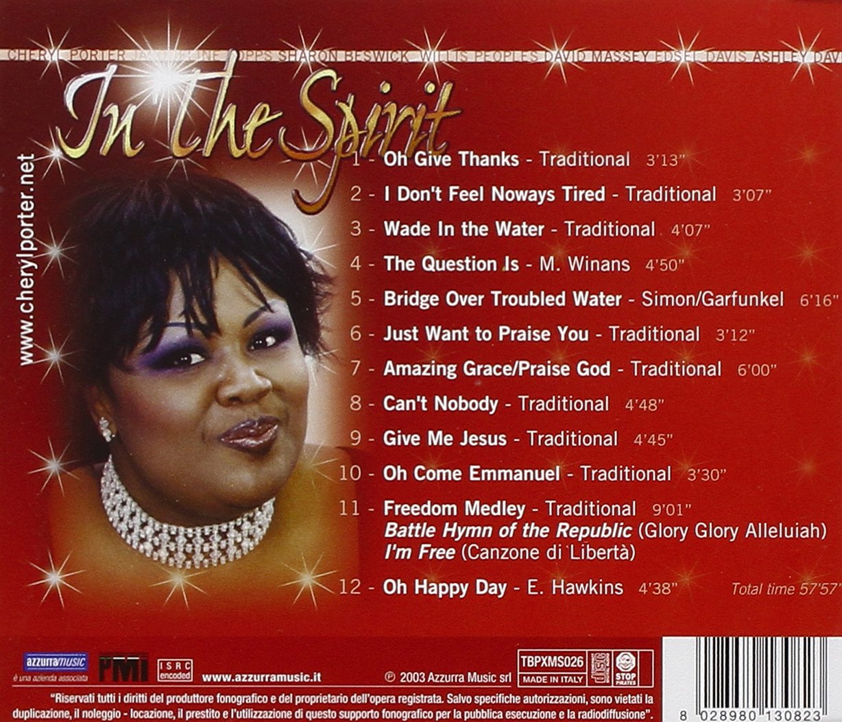 cheryl porter in the spirit (AudioCD) CHRISTMAS MUSIC - Italian production