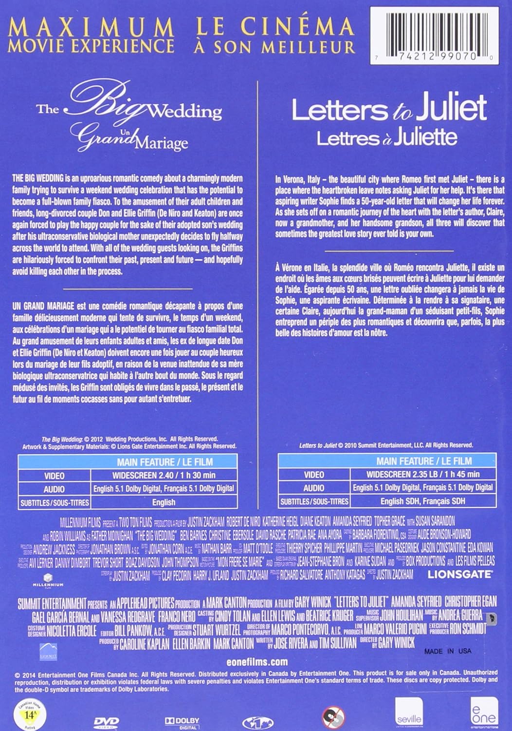 The Big Wedding / Letters to Juliet