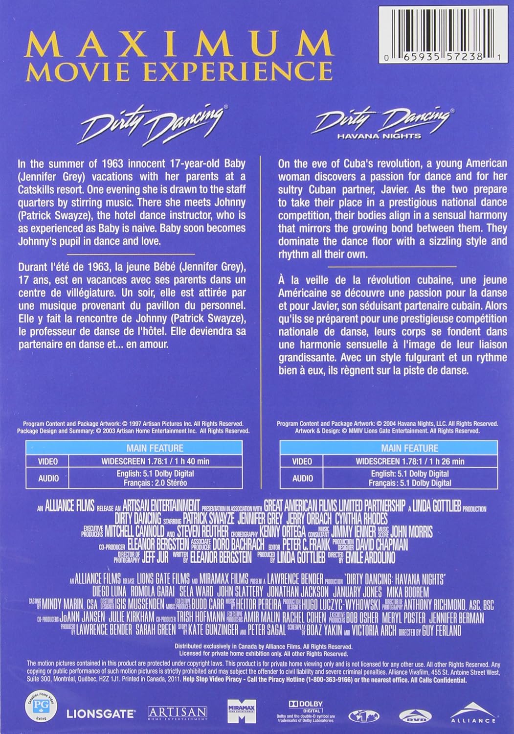 Dirty Dancing (1987) / Dirty Dancing : Havana Nights (2004) (Double Feature)