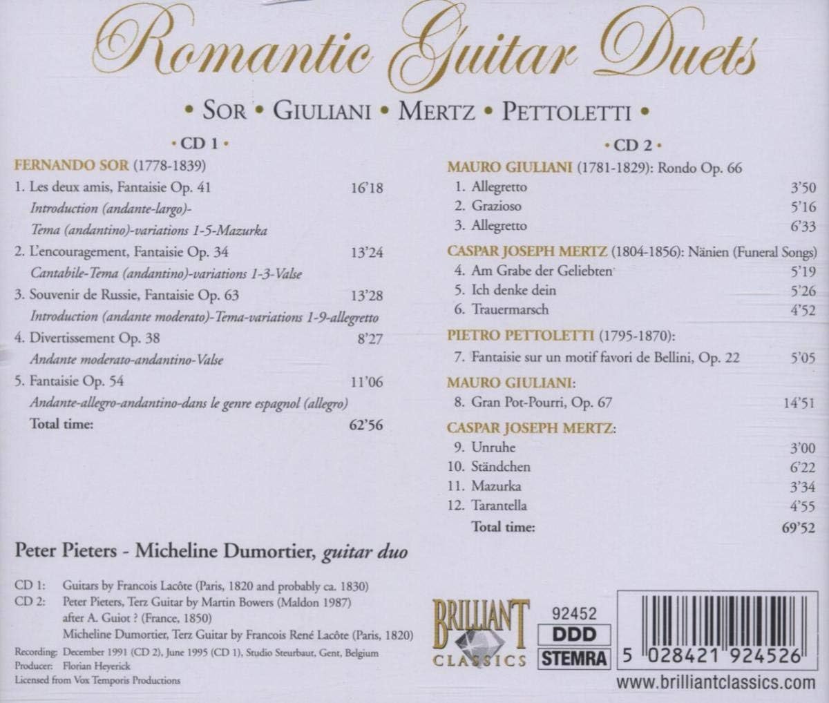 Romantic Guitar Duets (Pieters, Dumortier)