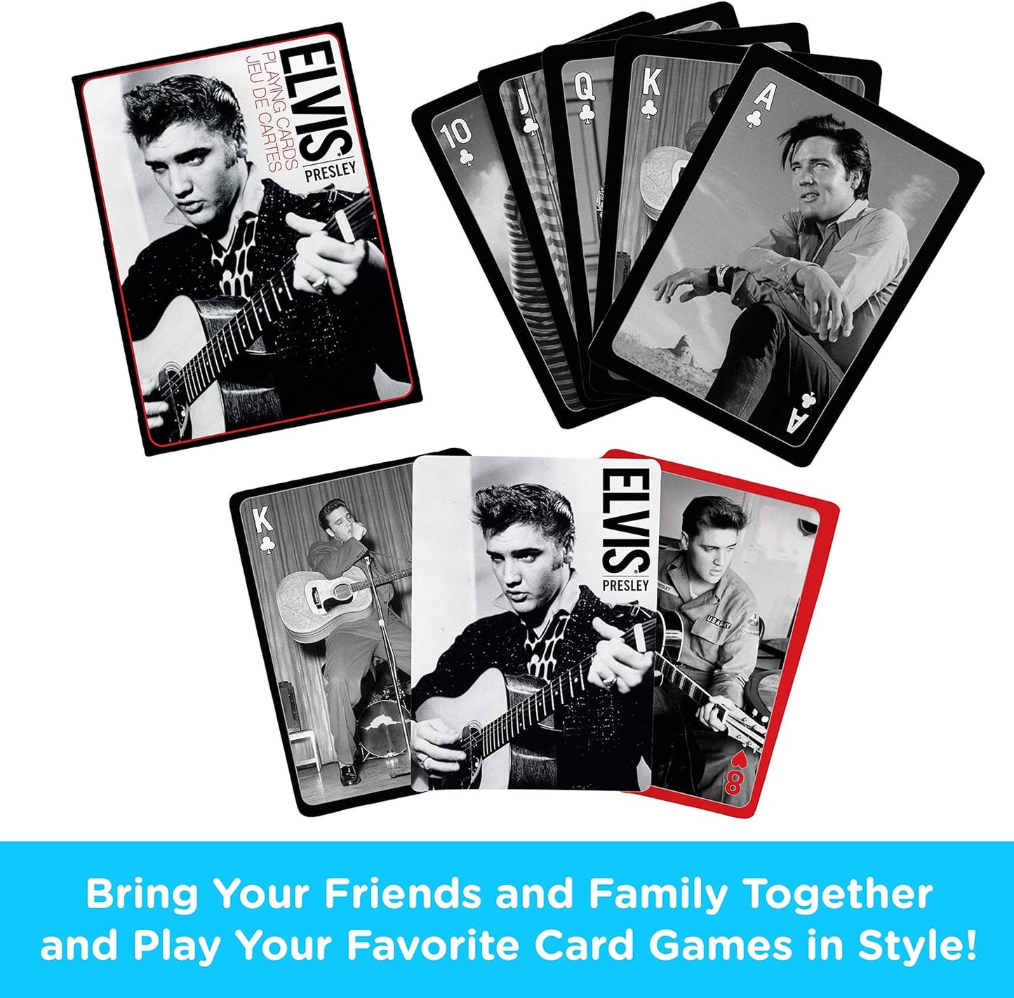 AQUARIUS Elvis Playing Cards - Elvis Presley Themed Deck of Cards for Your Favorite Card Games - Officially Licensed Elvis Merchandise & Collectibles - Poker Size with Linen Finish