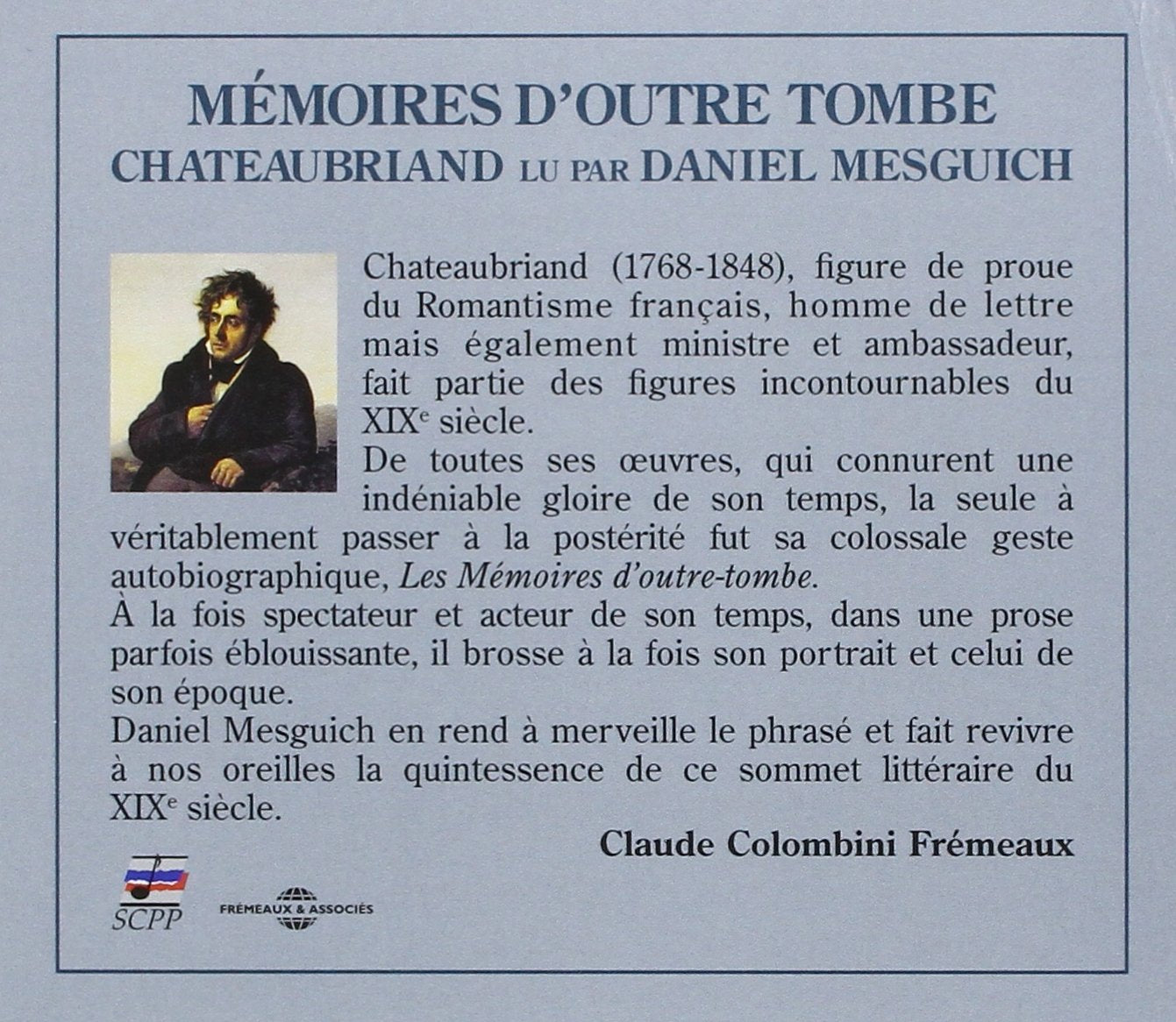 Memoires D'outre Tombe - Lu Par Daniel Mesguich