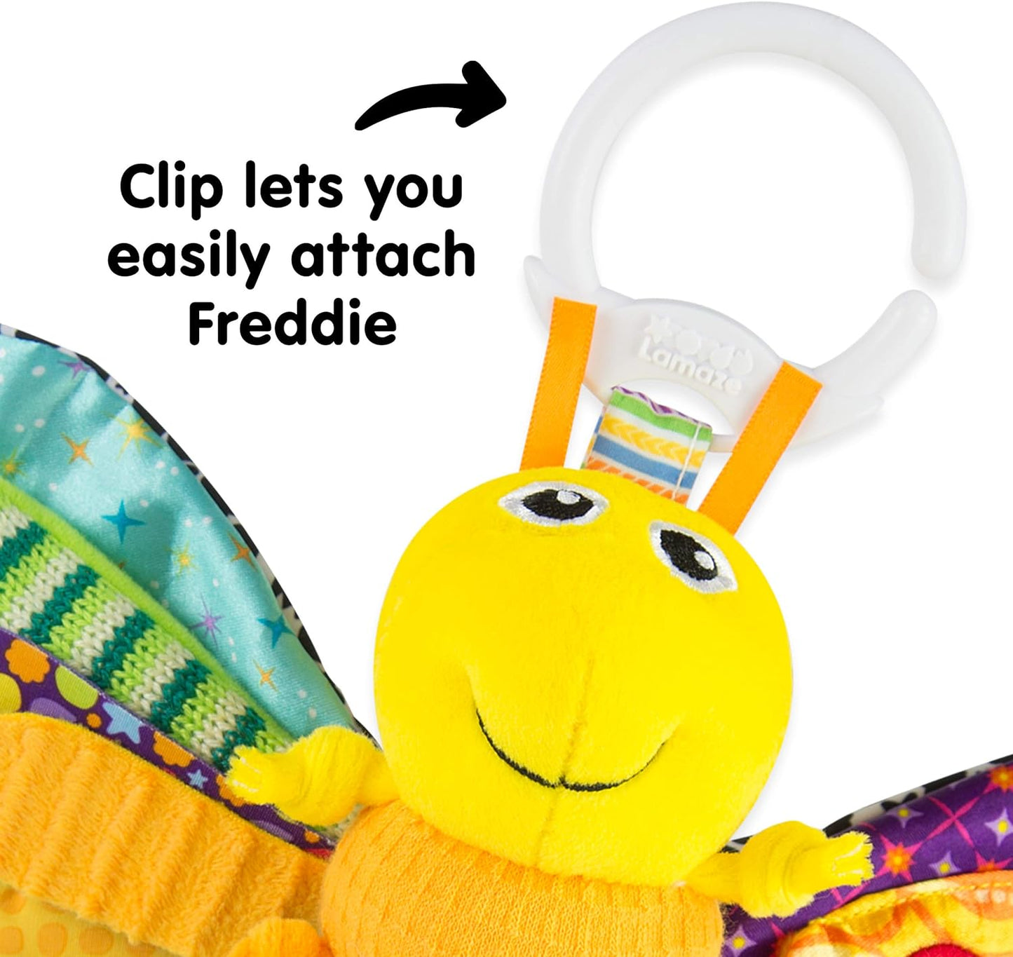 LAMAZE Freddie The Firefly - Clip on Pram and Pushchair Newborn Baby Toy, Sensory Toy for Babies Boys and Girls From 0 - 6 Months