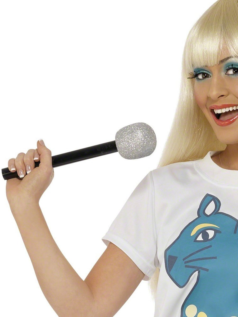 Smiffys Microphone, argent, à paillettes