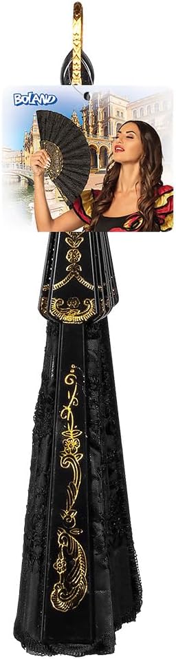 Boland - Fächer Granada aus Stoff, circa 25 cm lang, 20er Jahre, The great Gatsby, Spanierin, Barock, Kostüm, Accessoire, Mottoparty, Karneval