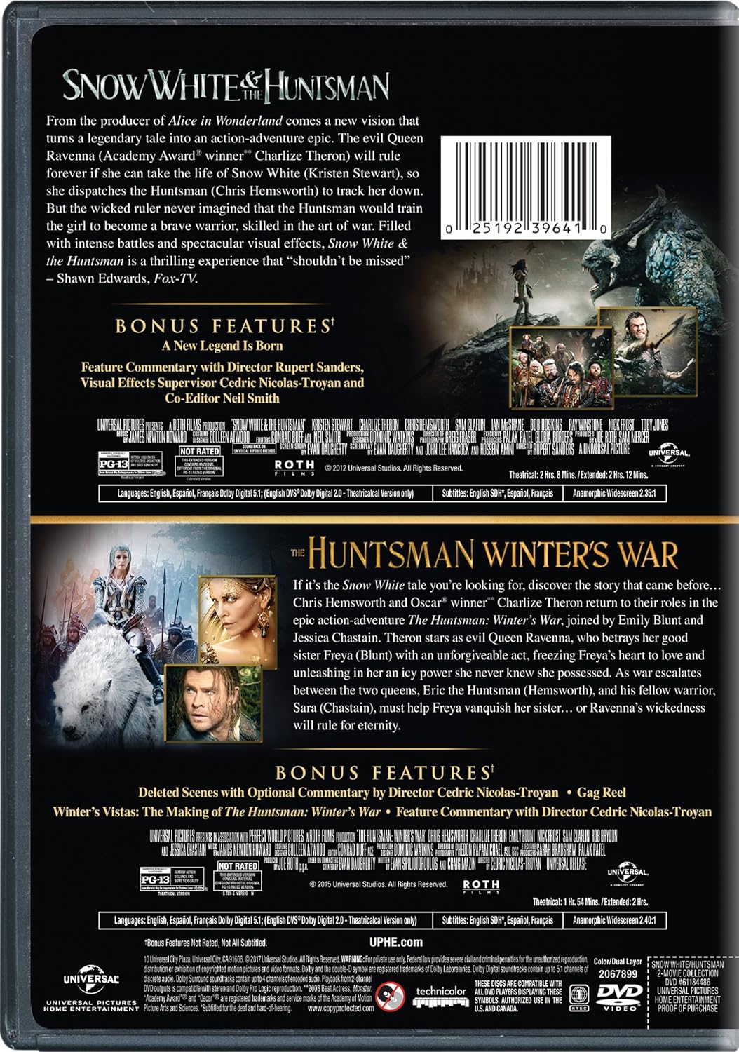 SNOW WHITE & THE HUNTSMAN / HUNTSMAN: WINTER'S - SNOW WHITE & THE HUNTSMAN / HUNTSMAN: WINTER'S (2 DVD