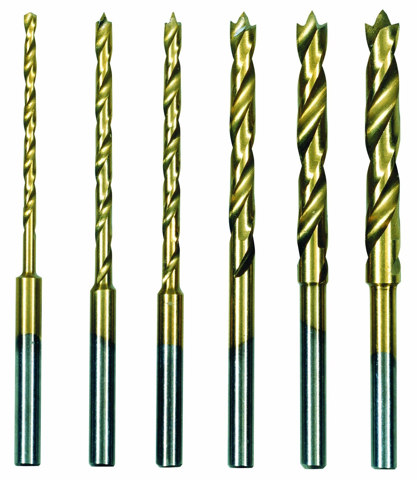 Proxxon 28876 HSS twist drill set with centring pin 1,5-4mm Shaft 3mm, 6-piece set , Gold