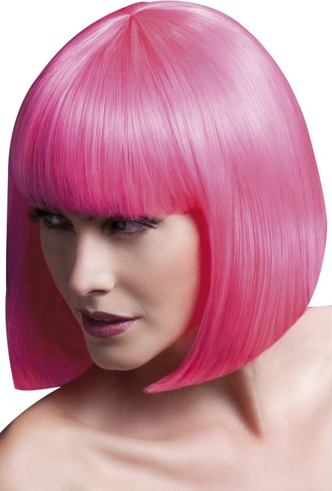 Smiffys Fever Elise Wig, Neon Pink