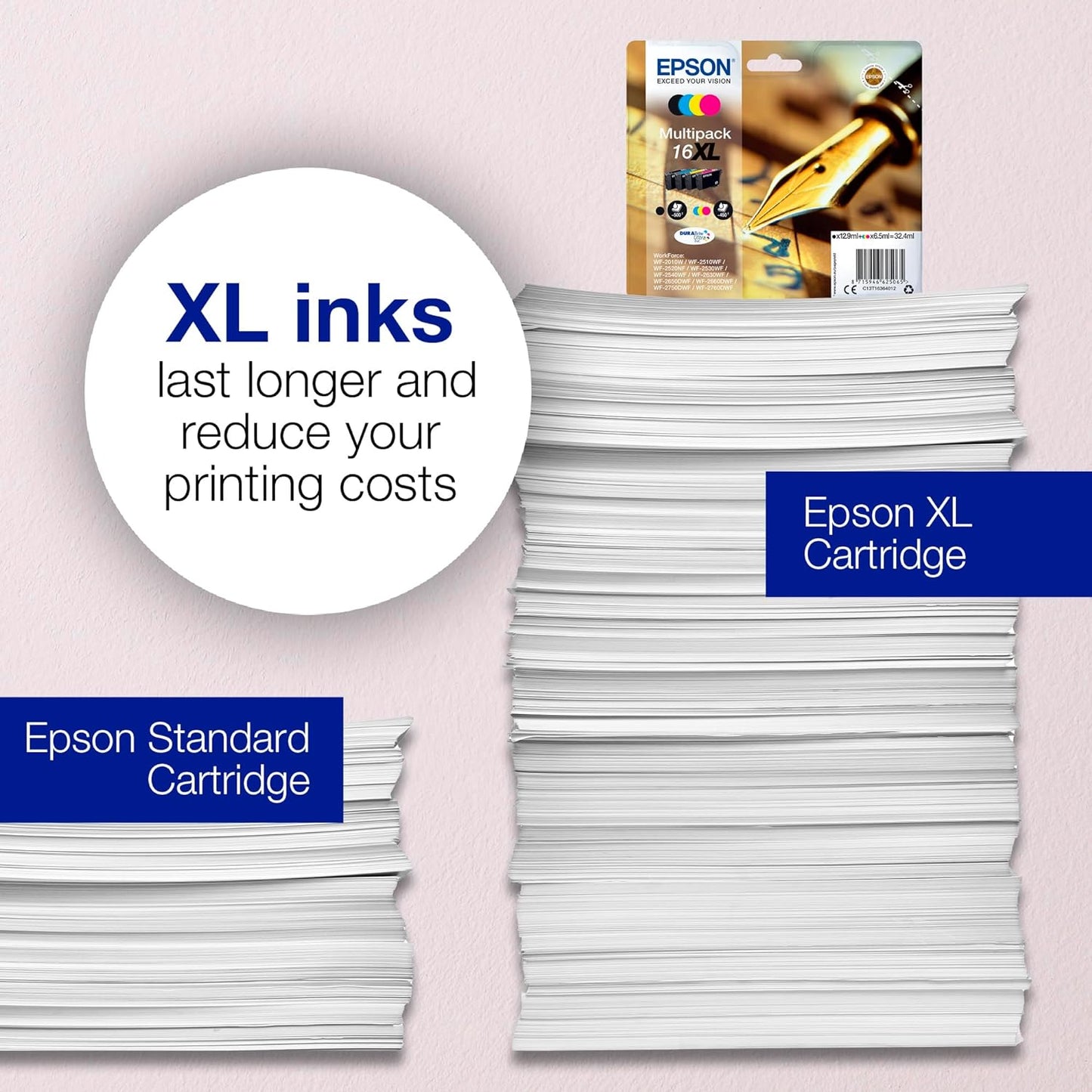Epson Original 16 Tinte Füller (WF-2630WF, WF-2650DWF, WF-2660DWF, WF-2750DWF, WF-2760DWF), schwarz