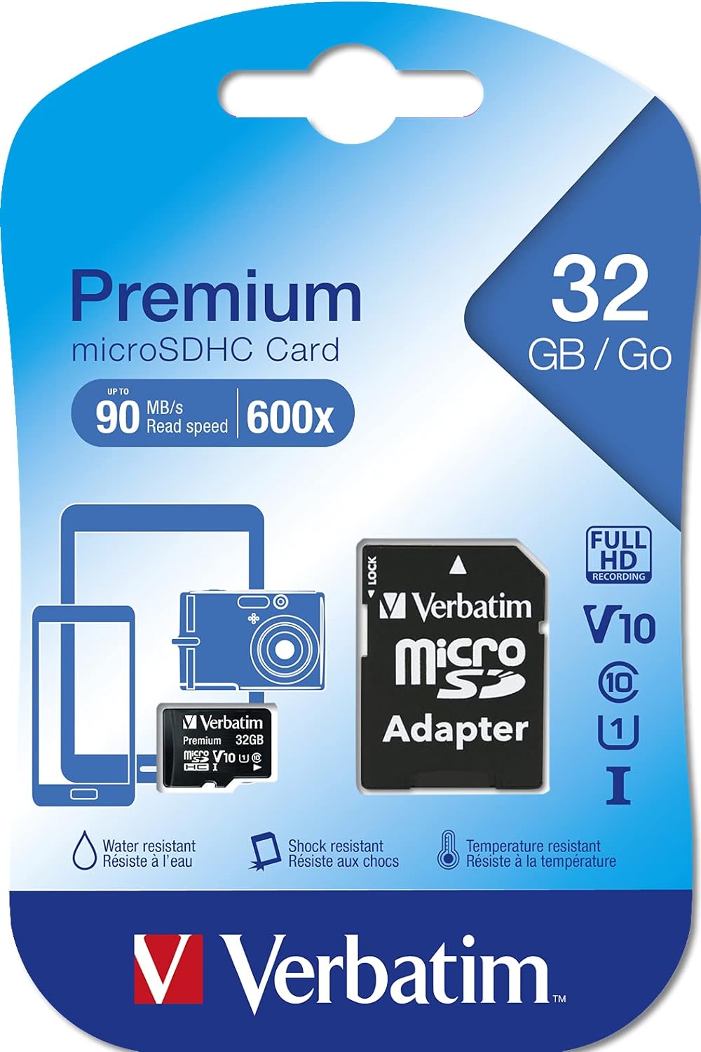 Verbatim 44083 32GB Class 10 Micro SDHC with Adapter,Black