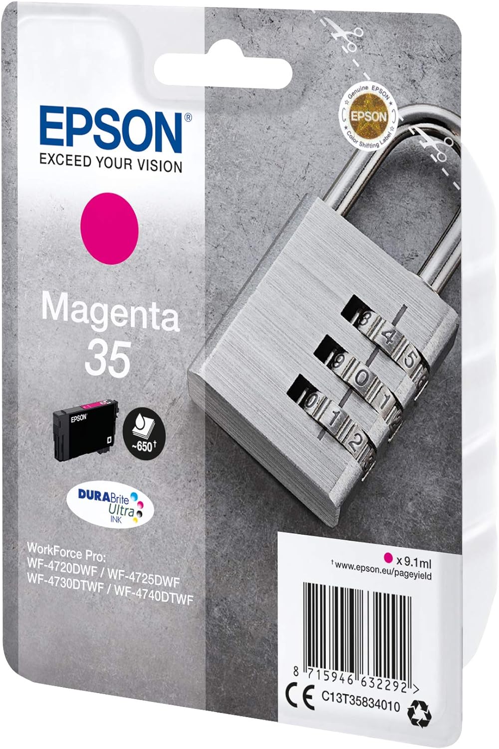 Epson 35 Magenta Padlock Genuine Ink, Claria Photo HD Ink Cartridge